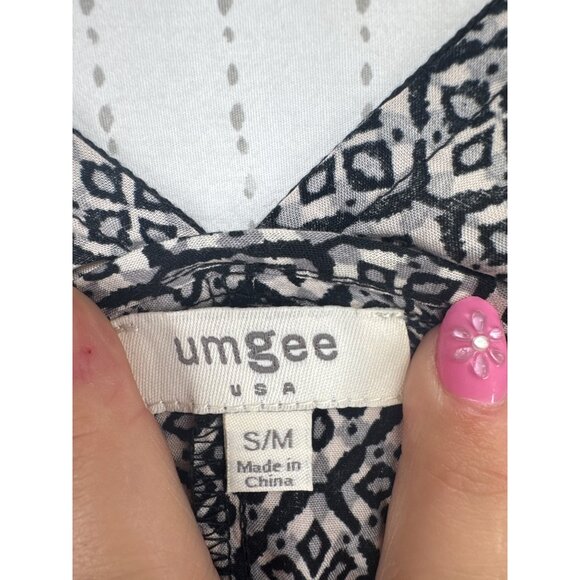 Umgee Womens Top Sz S/M Black Geometric Print Oversized Tunic Boho Beachy Resort - Picture 3 of 10